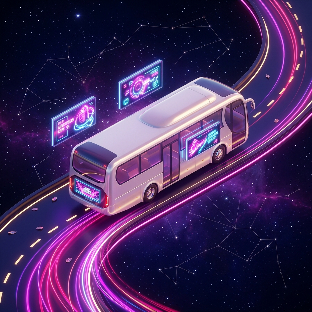 公車與車牌廣告 3D情境